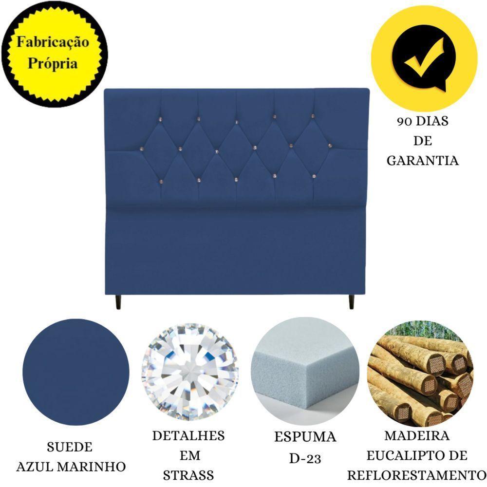 Cabeceira Cama Box Queen 160 Cm Geovana Suede Azul Marinho - 2