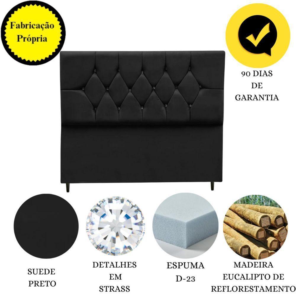 Cabeceira Cama Box King 195 Cm Geovana Suede Preto - 6