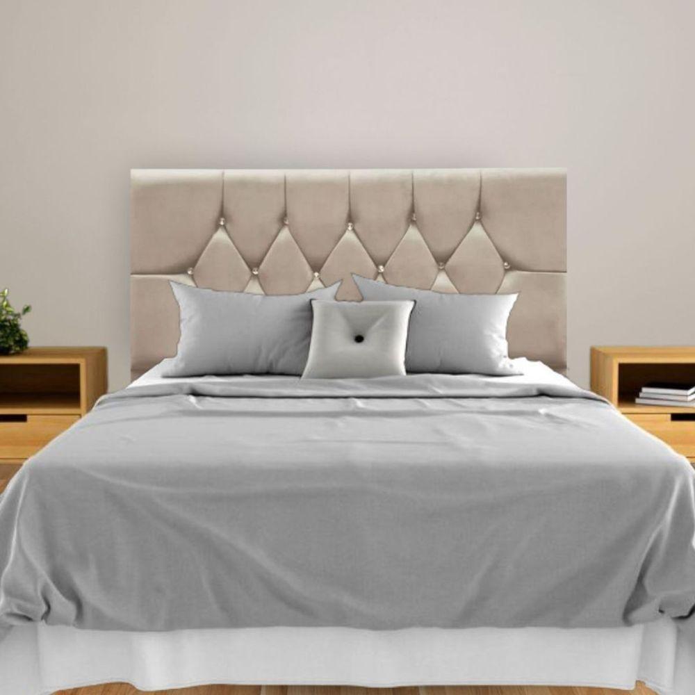 Cabeceira Cama Box Estofada Queen 160 Cm Geovana Suede Bege - 5