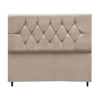 Cabeceira Cama Box Estofada Queen 160 Cm Geovana Suede Bege - 1