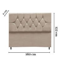 Cabeceira Cama Box Estofada Queen 160 Cm Geovana Suede Bege - 3