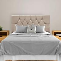 Cabeceira Cama Box Estofada Queen 160 Cm Geovana Suede Bege - 5