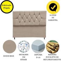 Cabeceira Cama Box Estofada Queen 160 Cm Geovana Suede Bege - 7