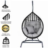 Balanço Gota Suspenso Corda Náutica Para área E Jardim Trama Preto - 3
