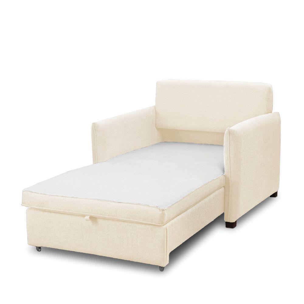 Poltrona Cama Retrátil Solteiro Com Rodízio Cloe Bouclê E03 - D'rossi Bege - 3