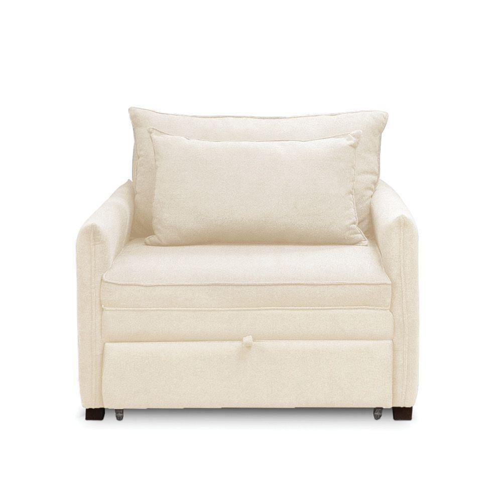 Poltrona Cama Retrátil Solteiro Com Rodízio Cloe Bouclê E03 - D'rossi Bege - 6