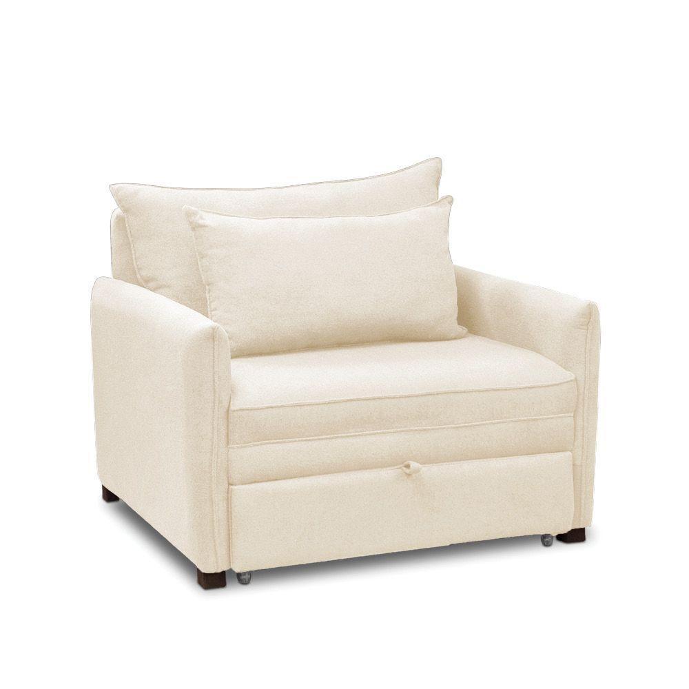 Poltrona Cama Retrátil Solteiro Com Rodízio Cloe Bouclê E03 - D'rossi Bege - 7