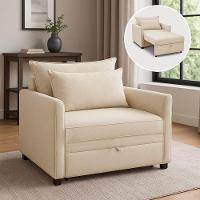 Poltrona Cama Retrátil Solteiro Com Rodízio Cloe Bouclê E03 - D'rossi Bege - 1