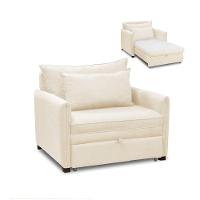 Poltrona Cama Retrátil Solteiro Com Rodízio Cloe Bouclê E03 - D'rossi Bege - 2