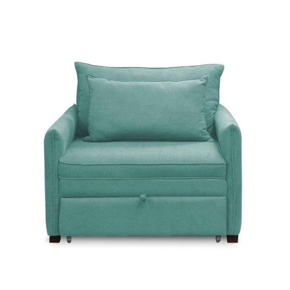 Poltrona Cama Retrátil Solteiro Com Rodízio Cloe Bouclê E03 - D'rossi Azul Turquesa - 3