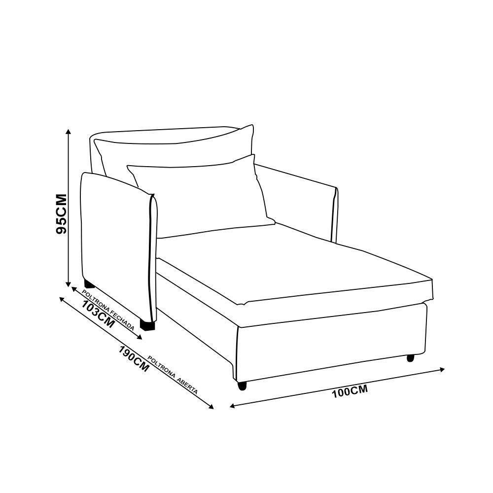 Poltrona Cama Retrátil Solteiro Com Rodízio Cloe Bouclê E03 - D'rossi Azul Turquesa - 5