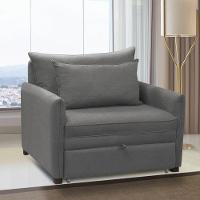 Poltrona Cama Retrátil Solteiro Com Rodízio Cloe Bouclê E03 - D'rossi Cinza Escuro - 2