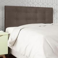 Cabeceira Estofada Cama Box Casal 140 Cm Helena Suede Marrom - 14