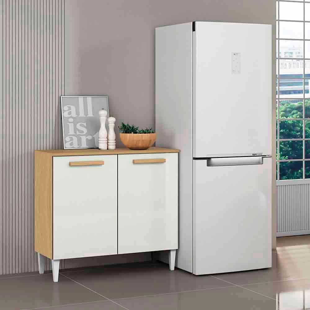 Balcão Cozinha Com Tampo 92cm 2 Portas Nicole A09 - D'rossi Atacama E Off White - 1