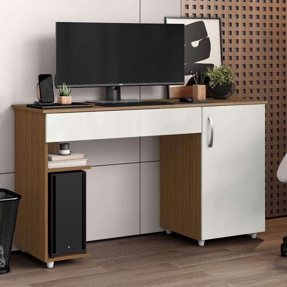 Escrivaninha Mesa Computador Com Suporte Cpu 136cm Daurea A09 - D'rossi Atacama E Off White - 1