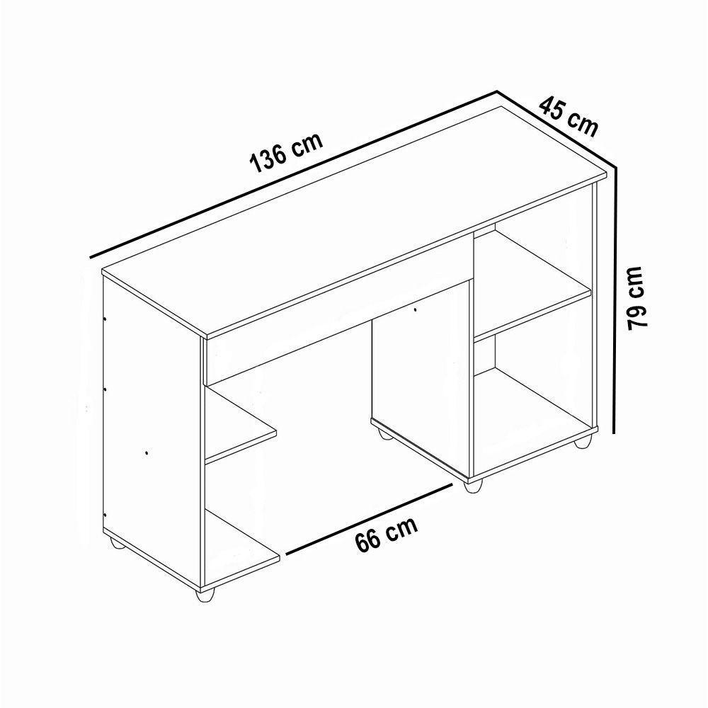Escrivaninha Mesa Computador Com Suporte Cpu 136cm Daurea A09 - D'rossi Atacama E Off White - 3