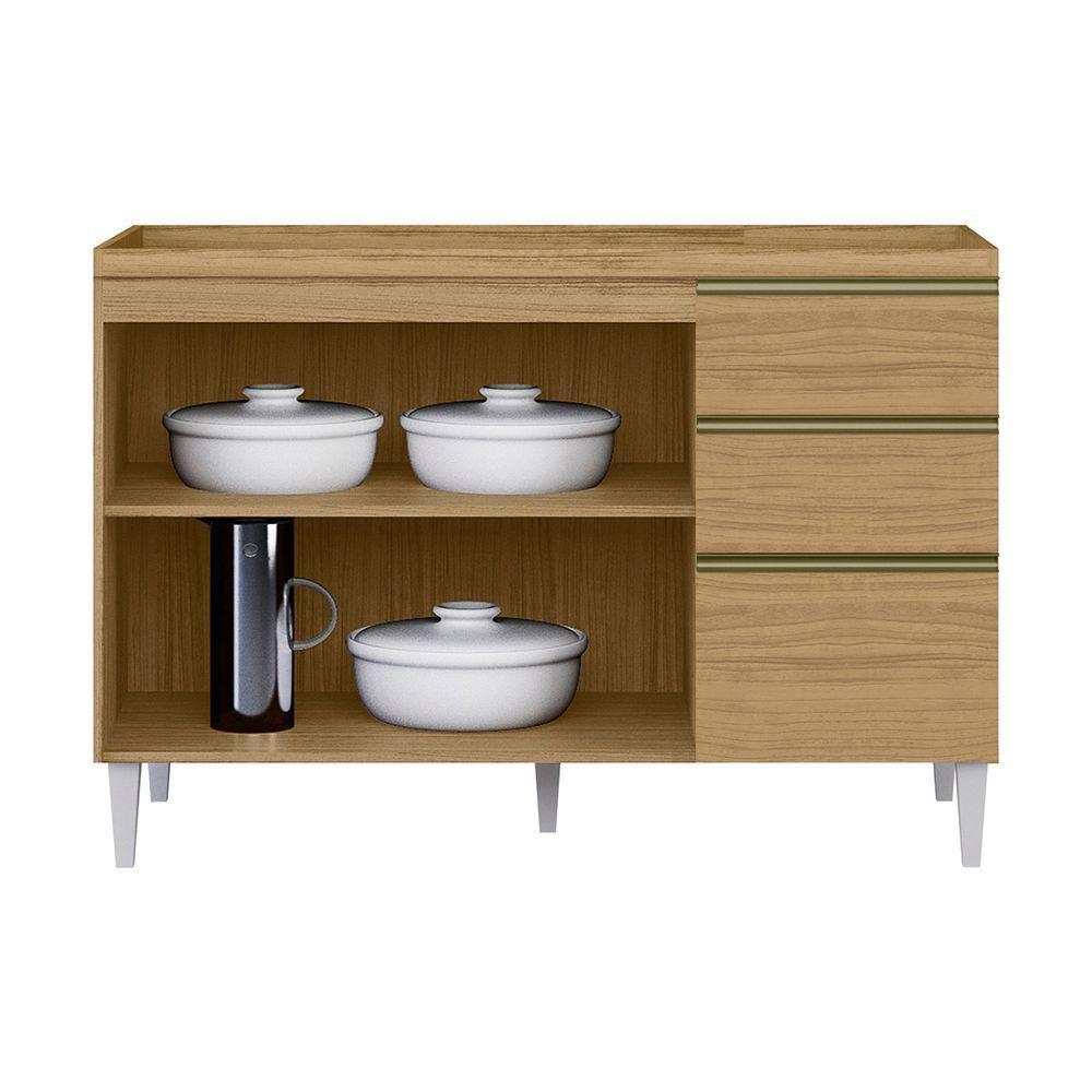 Balcão Cozinha Sem Tampo 120cm Para Pia Paolla A09 - D'rossi Atacama E Off White - 4