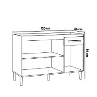 Balcão Cozinha Com Tampo 120cm 1 Gaveta Grazieli A09 - D'rossi Atacama E Off White