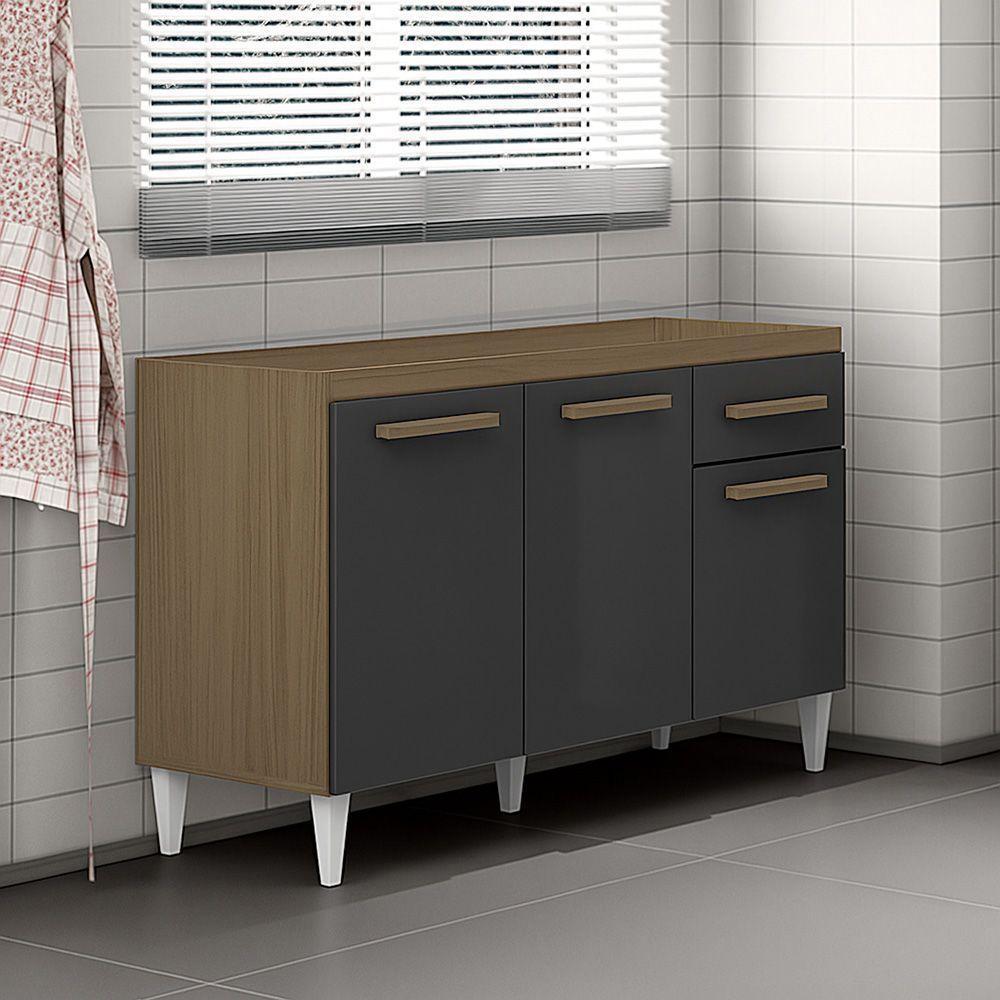 Balcão Cozinha Sem Tampo 120cm Para Pia Grazieli Atacama-grafite A09 - D'rossi - 2