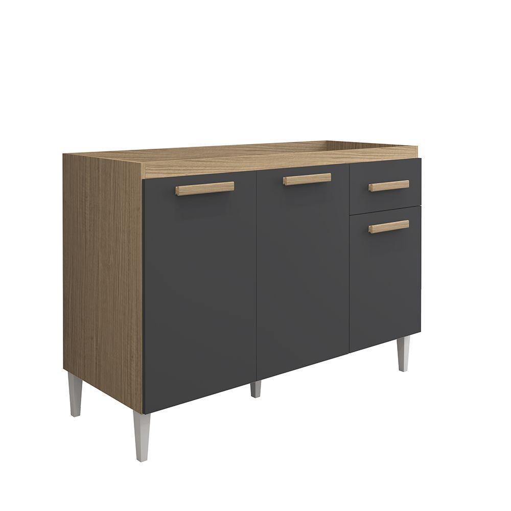 Balcão Cozinha Sem Tampo 120cm Para Pia Grazieli Atacama-grafite A09 - D'rossi - 6