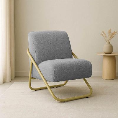 Poltrona Sala Decorativa Industrial Dourado Martina Bouclê Grafite K01 - D'rossi