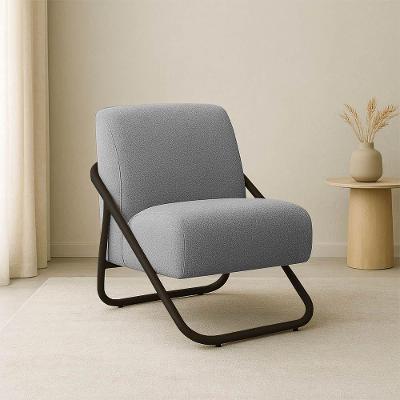 Poltrona Sala Decorativa Industrial Preto Martina Bouclê K01 - D'rossi Grafite