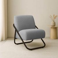 Poltrona Sala Decorativa Industrial Preto Martina Bouclê K01 - D'rossi Grafite - 1