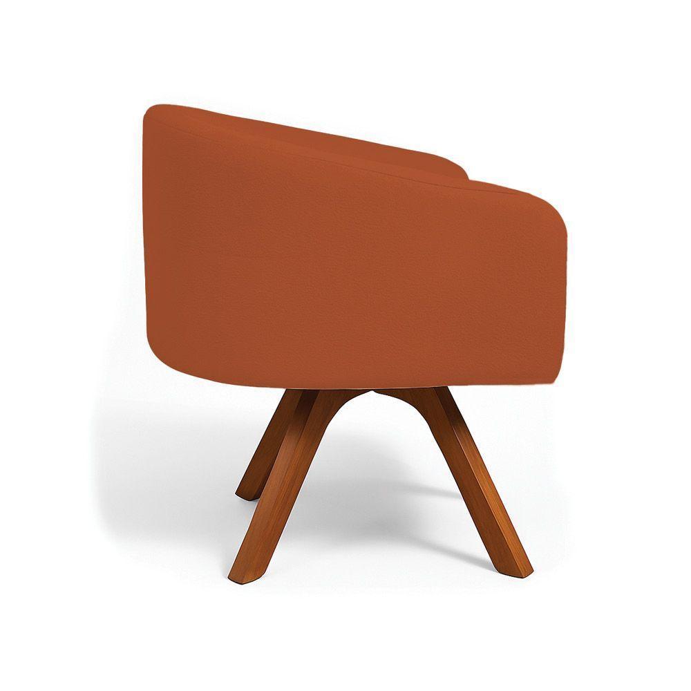 Poltrona Sala Base Giratória Madeira Arielle Bouclê Terracota D03 - D'rossi - 5