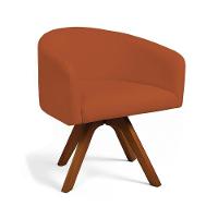 Poltrona Sala Base Giratória Madeira Arielle Bouclê Terracota D03 - D'rossi - 2