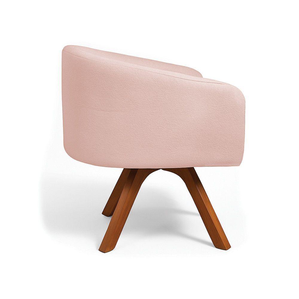 Poltrona Sala Base Giratória Madeira Arielle Bouclê Rosê D03 - D'rossi - 5