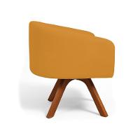 Poltrona Sala Base Giratória Madeira Arielle Bouclê Mostarda D03 - D'rossi - 5
