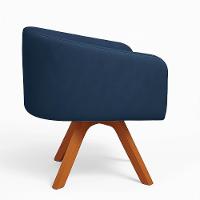 Poltrona Sala Base Giratória Madeira Arielle Suede Azul Marinho D03 - D'rossi - 5