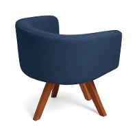 Poltrona Sala Base Giratória Madeira Arielle Suede Azul Marinho D03 - D'rossi - 6