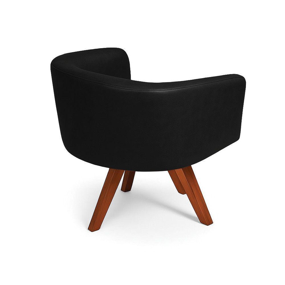 Poltrona Sala Base Giratória Madeira Arielle Sintético Pu D03 - D'rossi Preto - 6