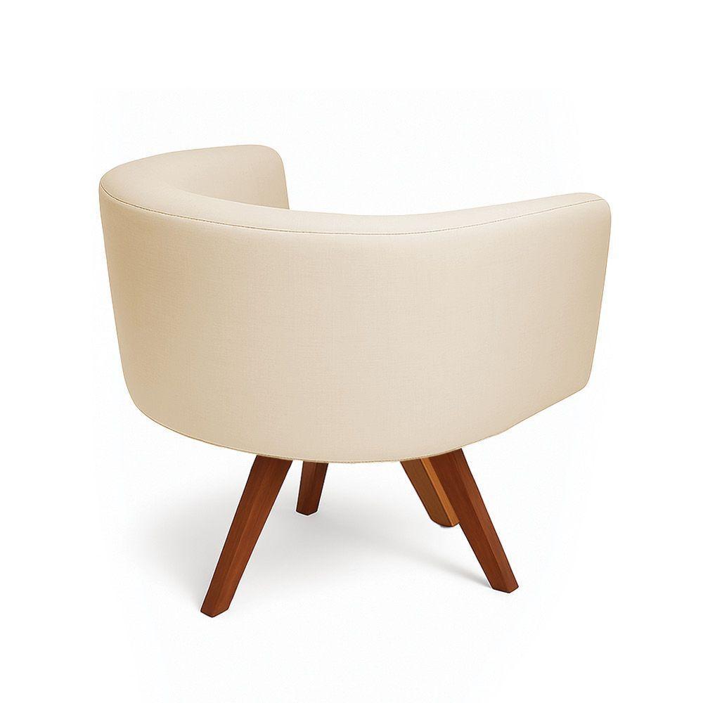 Poltrona Sala Base Giratória Madeira Arielle Linho Bege D03 - D'rossi - 6