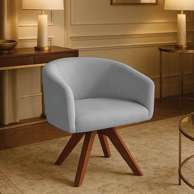 Poltrona Sala Base Giratória Madeira Arielle Suede Cinza D03 - D'rossi