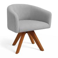 Poltrona Sala Base Giratória Madeira Arielle Suede Cinza D03 - D'rossi - 2