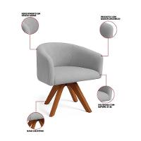 Poltrona Sala Base Giratória Madeira Arielle Suede Cinza D03 - D'rossi - 3