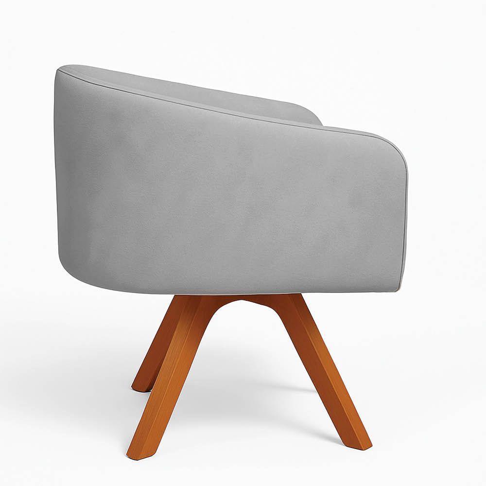 Poltrona Sala Base Giratória Madeira Arielle Suede D03 - D'rossi Cinza - 5