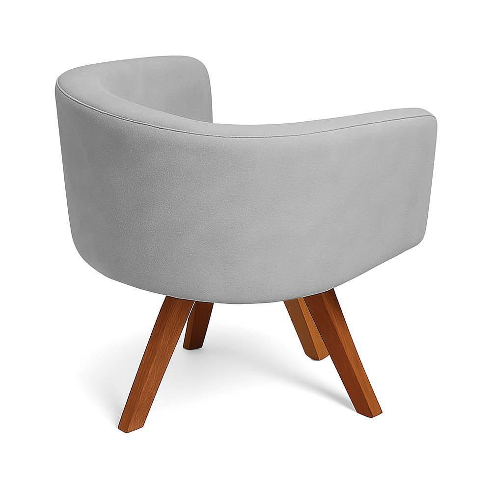 Poltrona Sala Base Giratória Madeira Arielle Suede D03 - D'rossi Cinza - 6