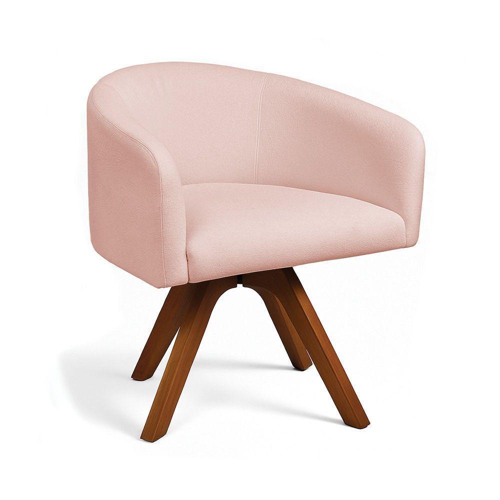 Poltrona Sala Base Giratória Madeira Arielle Bouclê D03 - D'rossi Rose - 2