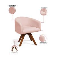 Poltrona Sala Base Giratória Madeira Arielle Bouclê D03 - D'rossi Rose - 3