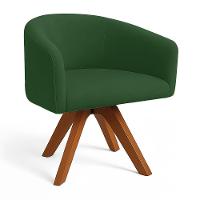 Poltrona Sala Base Giratória Madeira Arielle Veludo D03 - D'rossi Verde - 2
