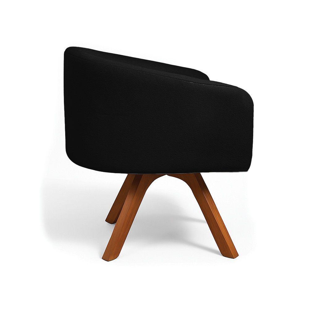 Poltrona Sala Base Giratória Madeira Arielle Bouclê Preto D03 - D'rossi - 2