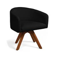 Poltrona Sala Base Giratória Madeira Arielle Bouclê Preto D03 - D'rossi - 1