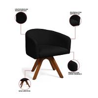 Poltrona Sala Base Giratória Madeira Arielle Bouclê Preto D03 - D'rossi - 5