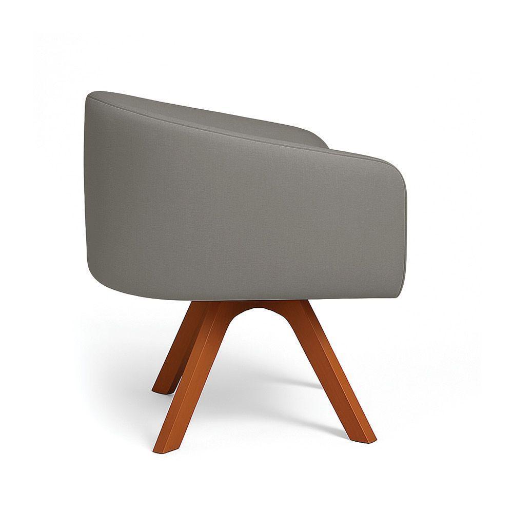 Poltrona Sala Base Giratória Madeira Arielle Linho Grafite D03 - D'rossi - 5