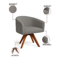 Poltrona Sala Base Giratória Madeira Arielle Linho Grafite D03 - D'rossi - 3