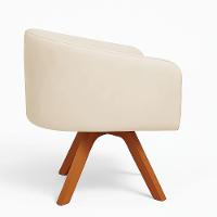 Poltrona Sala Base Giratória Madeira Arielle Veludo D03 - D'rossi Bege - 5