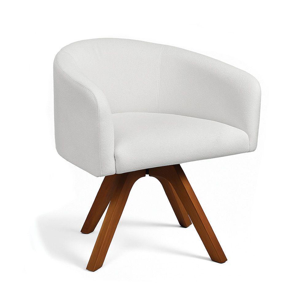 Poltrona Sala Base Giratória Madeira Arielle Bouclê Cinza D03 - D'rossi - 2